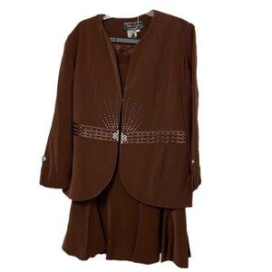 VTG 5th Sunday Exclusive Brown Cocktail Church Suit Size 14